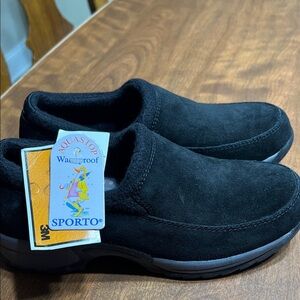 Sporto Women’s insulated waterproof slip-on Black Suede Loafers